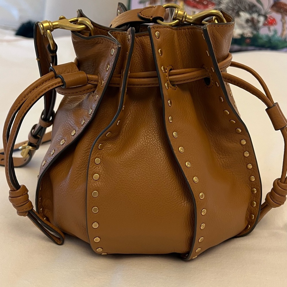 Rebecca Minkoff Brown Leather Studded Bucket Bag